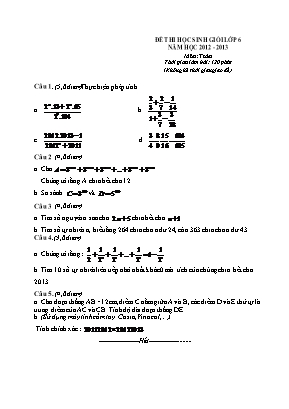 Đề thi học sinh giỏi môn Toán Lớp 6 - Năm học 2012-2013 (Có đáp án)